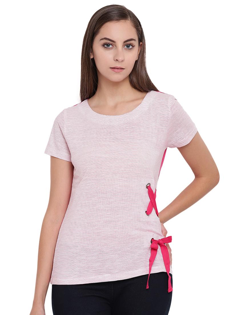 lace up detail striped top - 16328130 - Zoom Image - 0