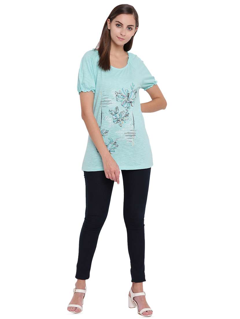 puff sleeved graphic print top - 16328143 -  Standard Image - 3