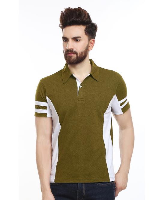 olive green color block tshirt - 16328208 - Standard Image - 0