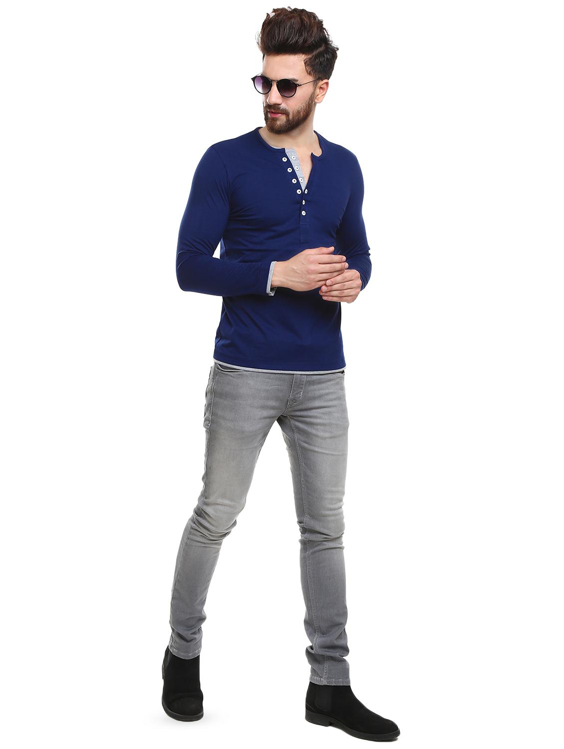 navy blue solid tshirt - 16328215 - Standard Image - 3