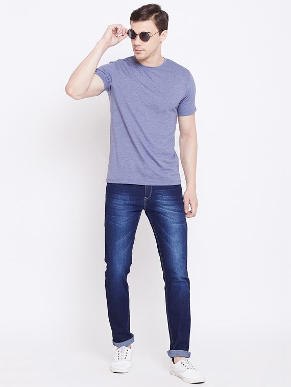 blue solid t-shirt - 16328234 - Standard Image - 3