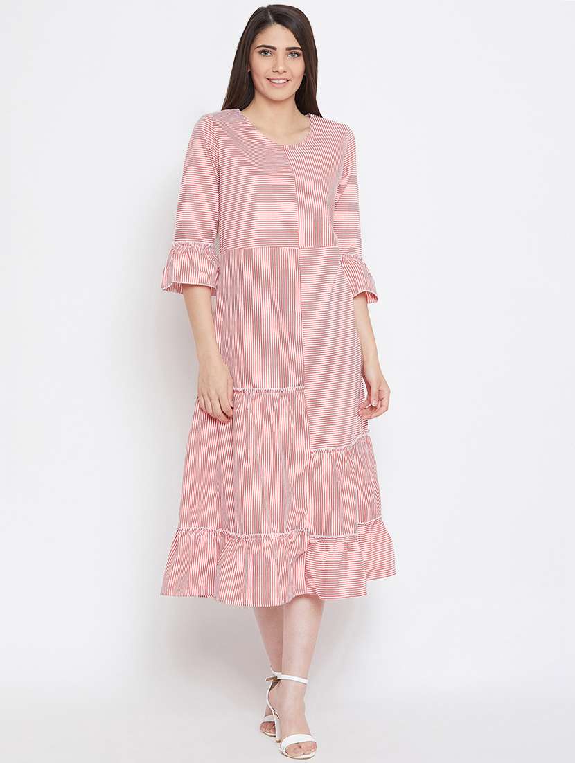 women's tiered dress striped dress