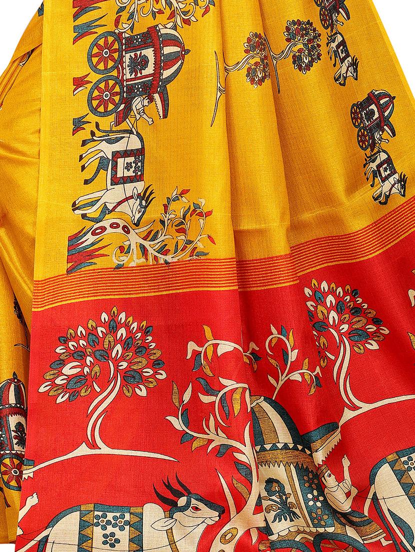 kalamkari printed saree with blouse - 16330947 - Standard Image - 3