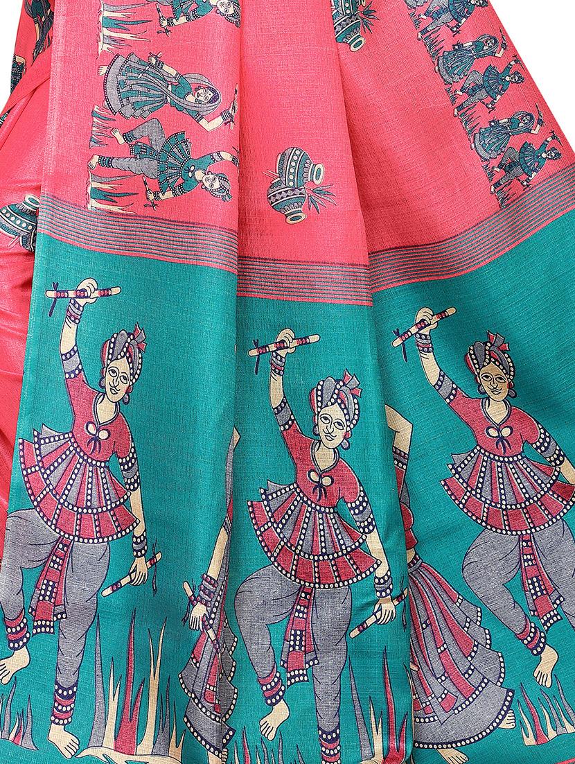kalamkari printed saree with blouse - 16330949 - Standard Image - 3