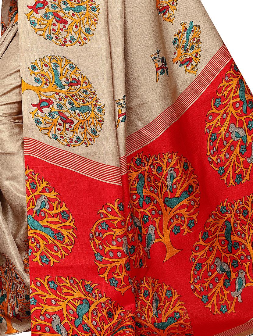 kalamkari printed saree with blouse - 16330952 - Standard Image - 3
