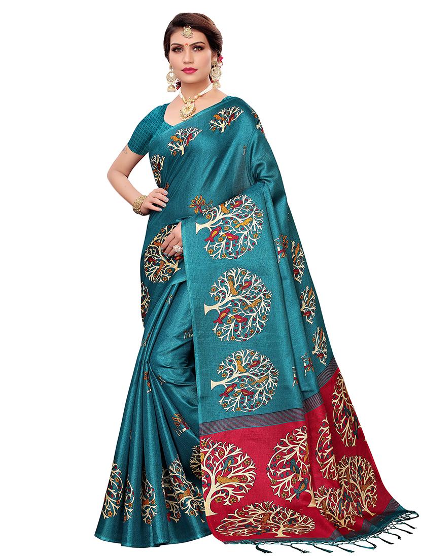 kalamkari printed saree with blouse - 16330955 -  Zoom Image - 0