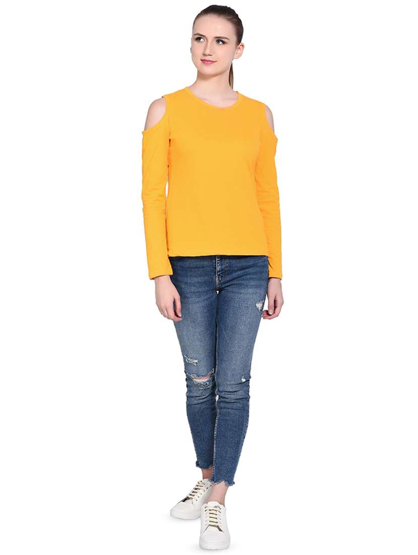 cold shoulder solid top - 16331290 - Standard Image - 3