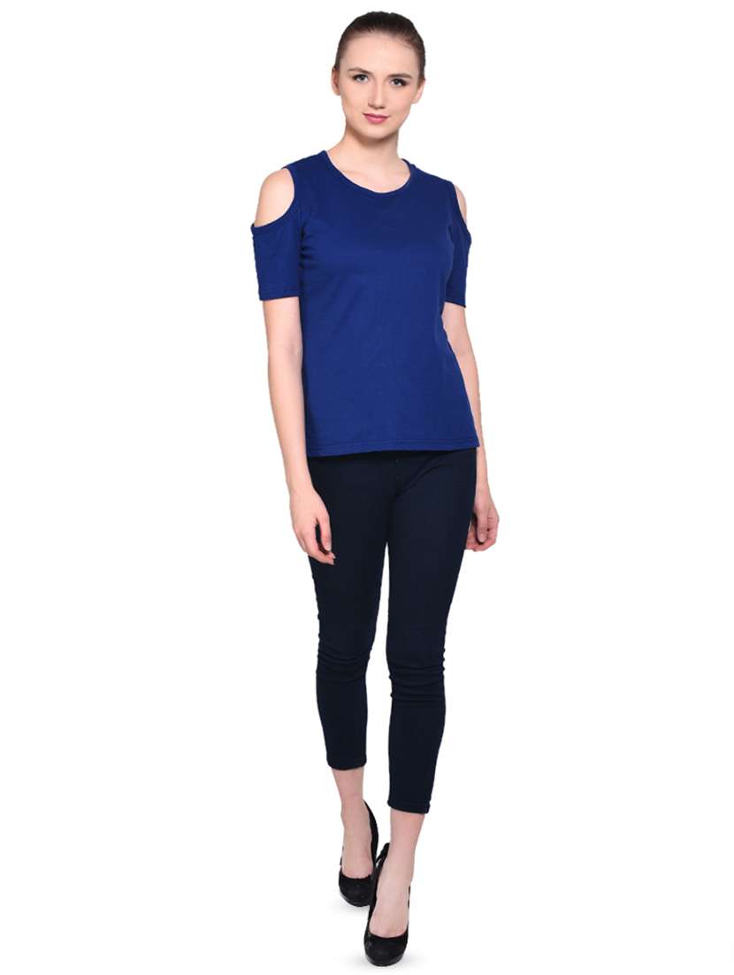 cold shoulder solid top - 16331293 - Standard Image - 3