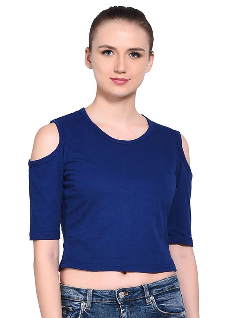 women's crop round neck top - 16331304 - Zoom Image - 0