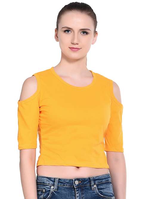 women's crop round neck top - 16331305 -  Standard Image - 0