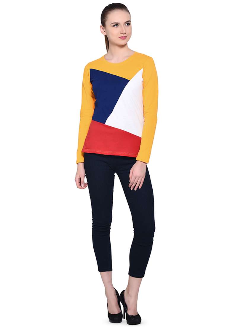 color block long sleeved top - 16331311 -  Standard Image - 3