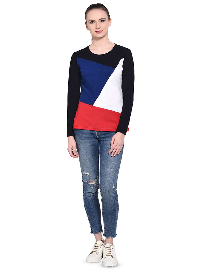 color block long sleeved top - 16331313 - Standard Image - 3
