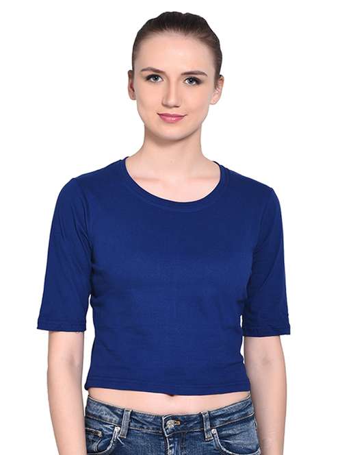women's crop round neck top - 16331321 -  Standard Image - 0