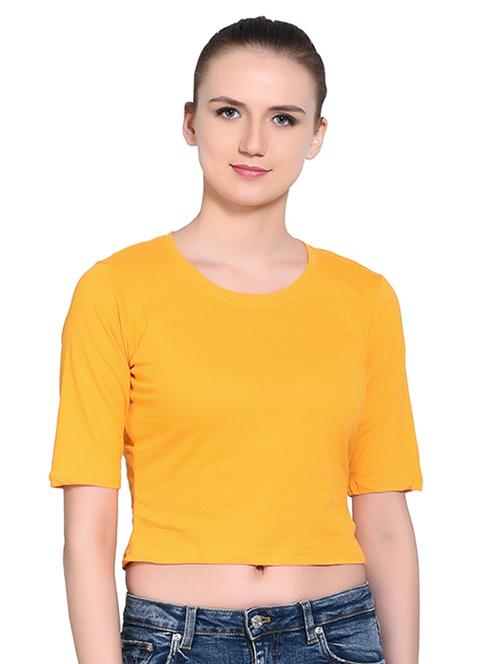 women's crop round neck top - 16331323 - Standard Image - 0