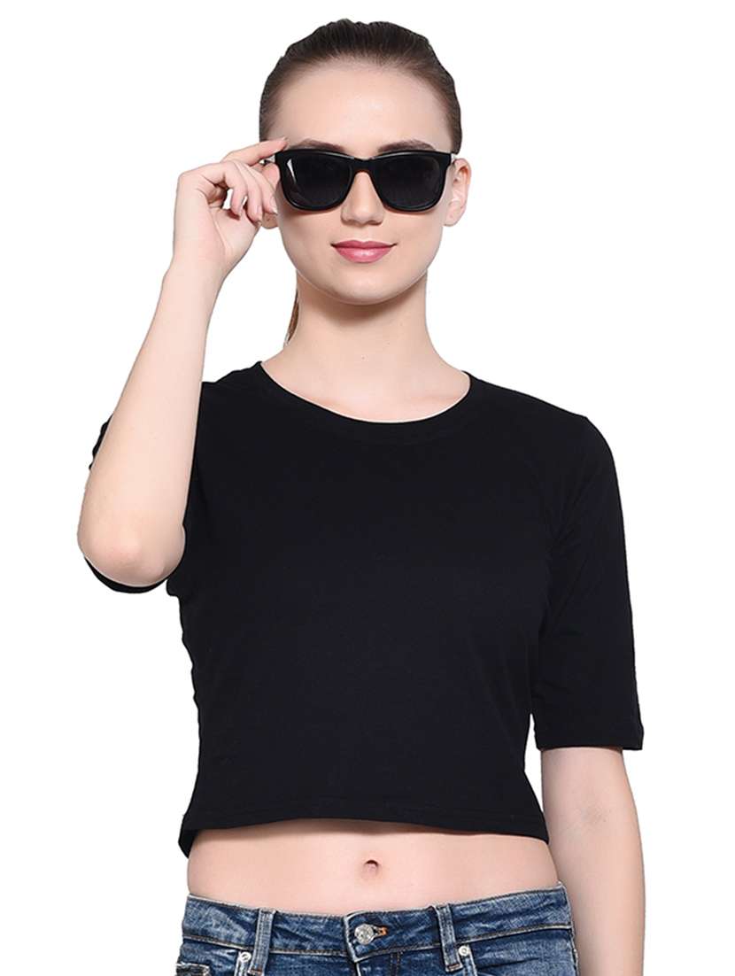 women's crop round neck top - 16331325 -  Zoom Image - 0