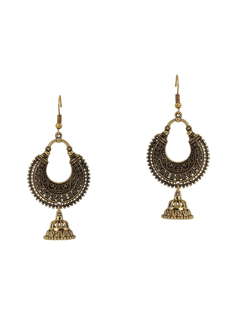 gold metal drop earring - 16331397 - Zoom Image - 0