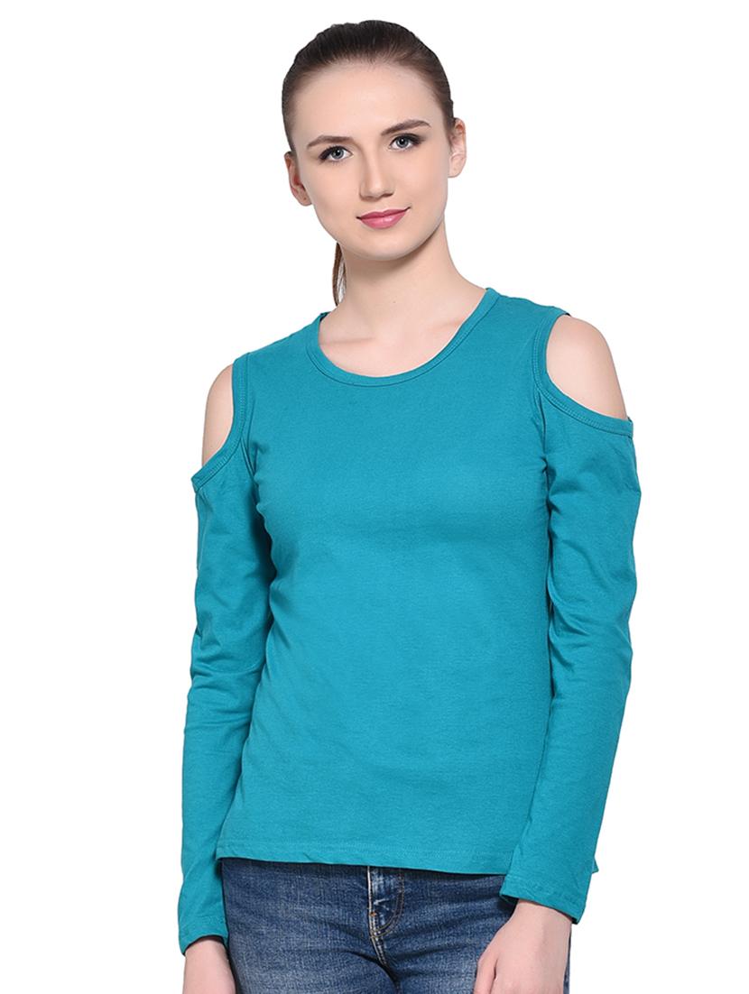 cold shoulder solid top - 16331402 - Zoom Image - 0