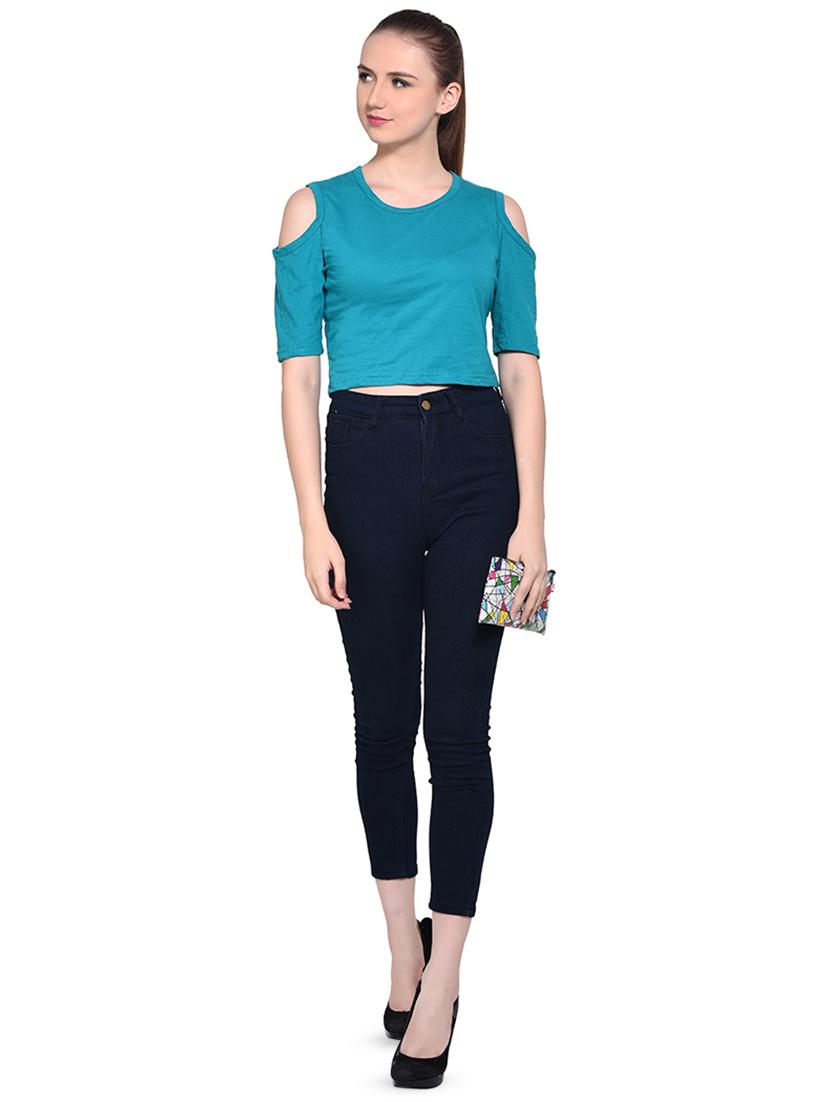 cold shoulder crop top - 16331410 - Standard Image - 3