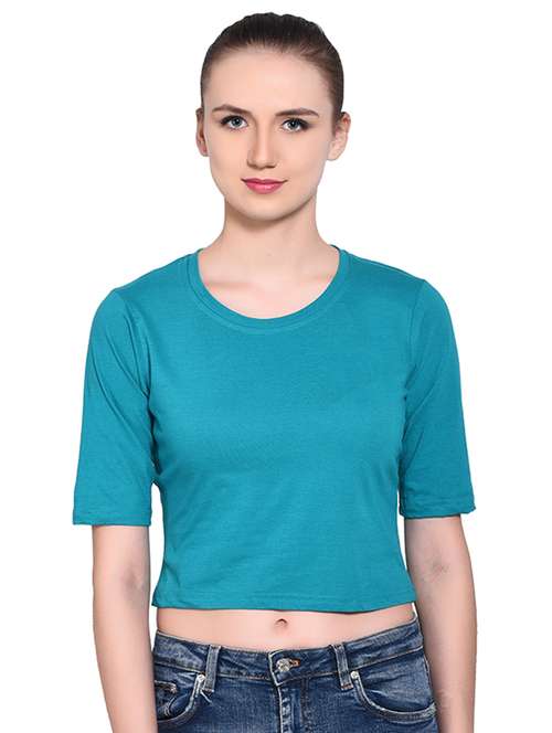 women's crop round neck t-shirt - 16331423 -  Standard Image - 0