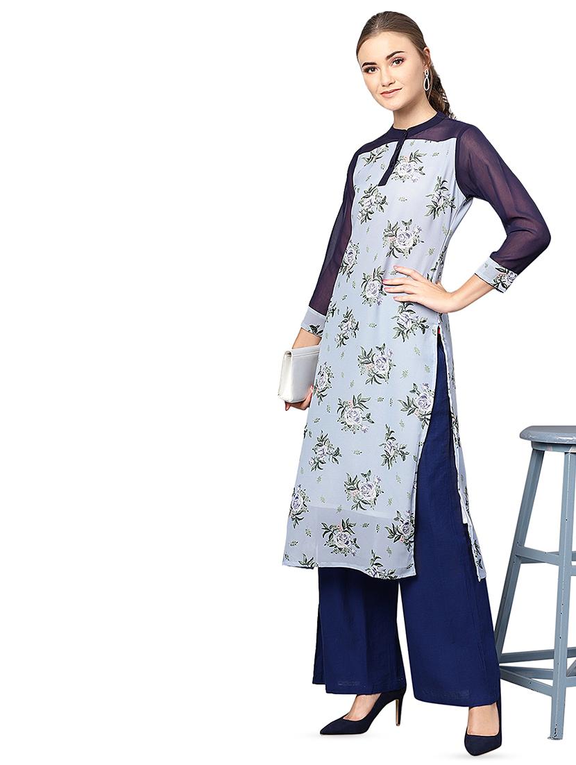 floral printed straight kurta - 16331532 - Standard Image - 3