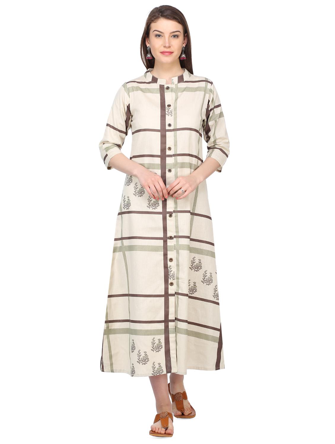 checkered a-line ethnic dress - 16332383 -  Zoom Image - 0