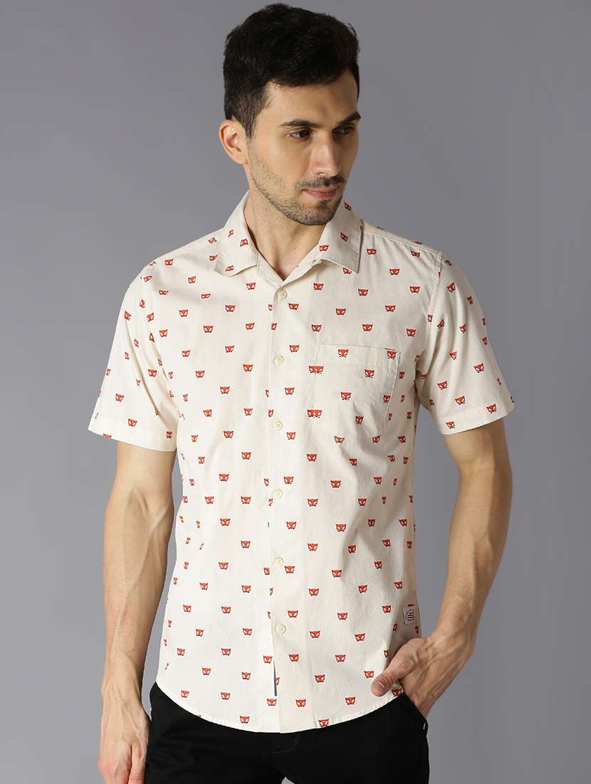 white printed casual shirt