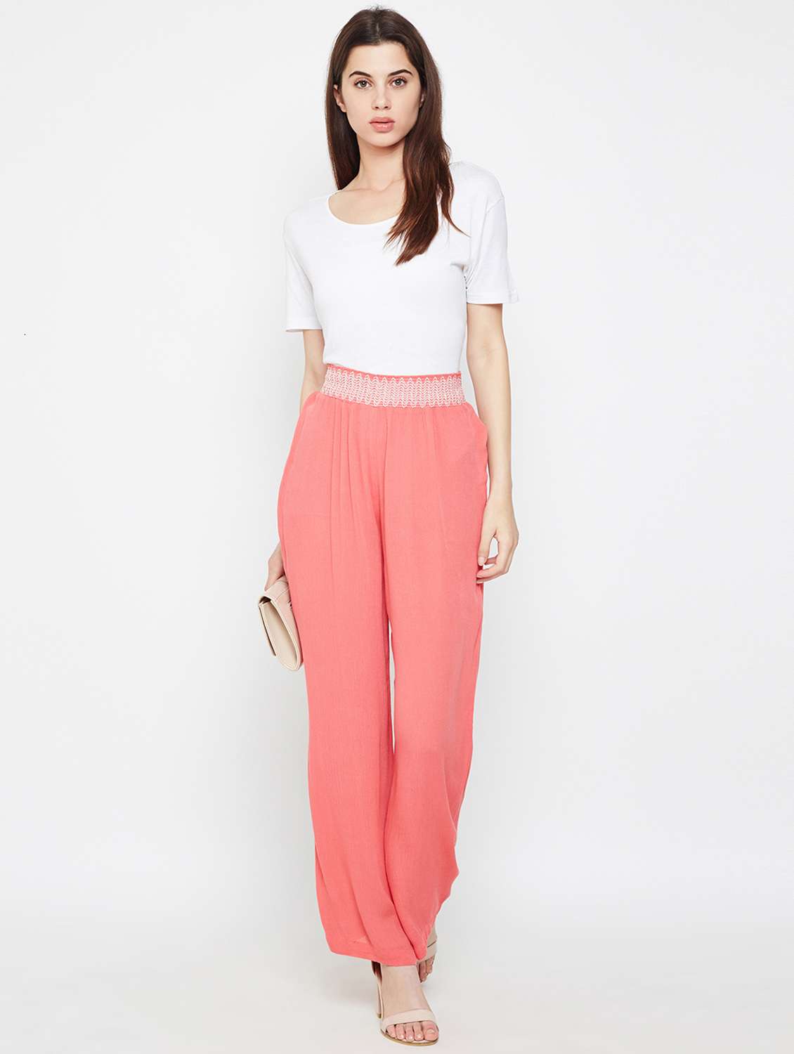 smocked waist high rise palazzo - 16332800 -  Standard Image - 3