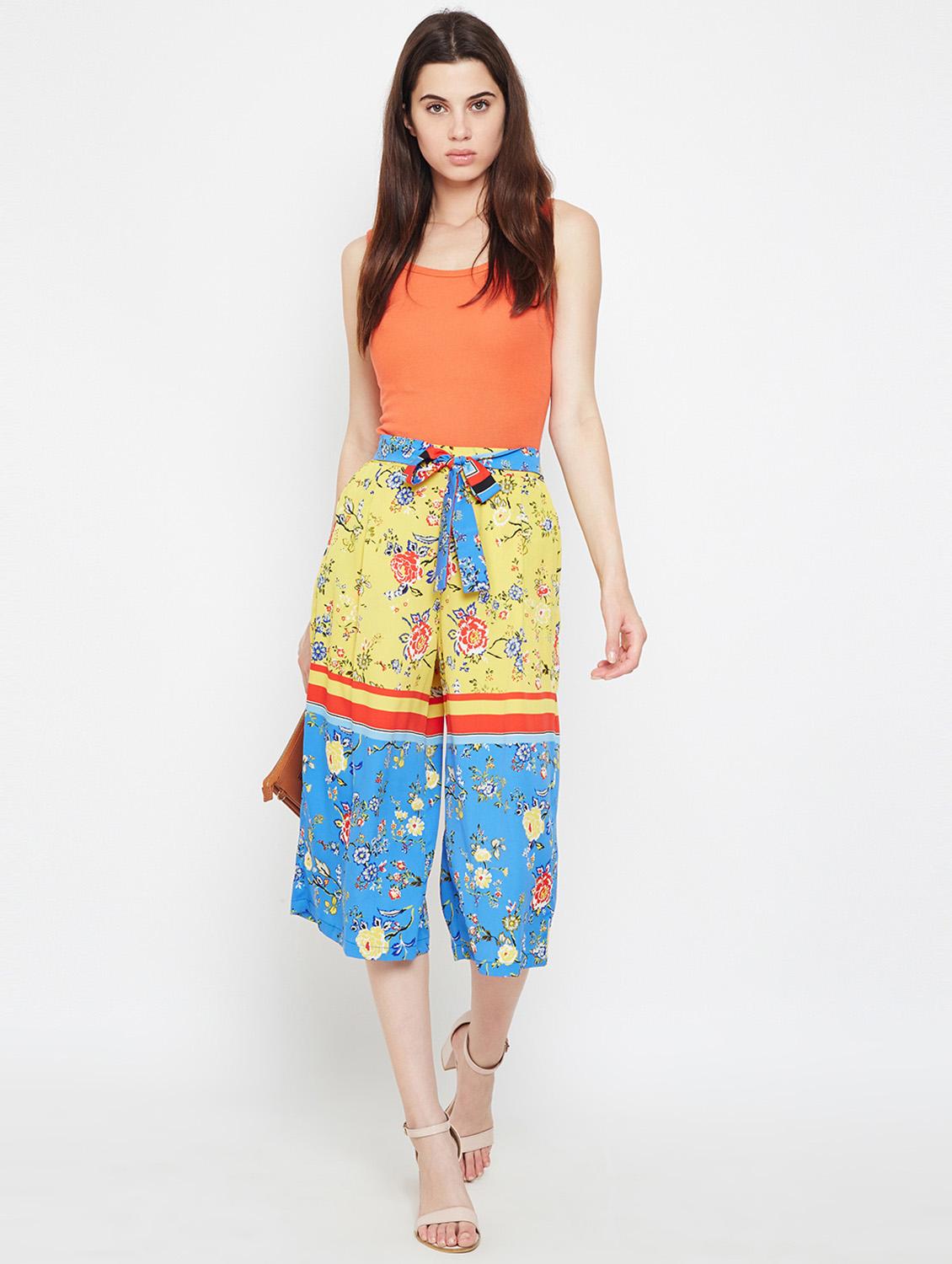 tie knot pocket detail color block culotte - 16332813 - Standard Image - 3