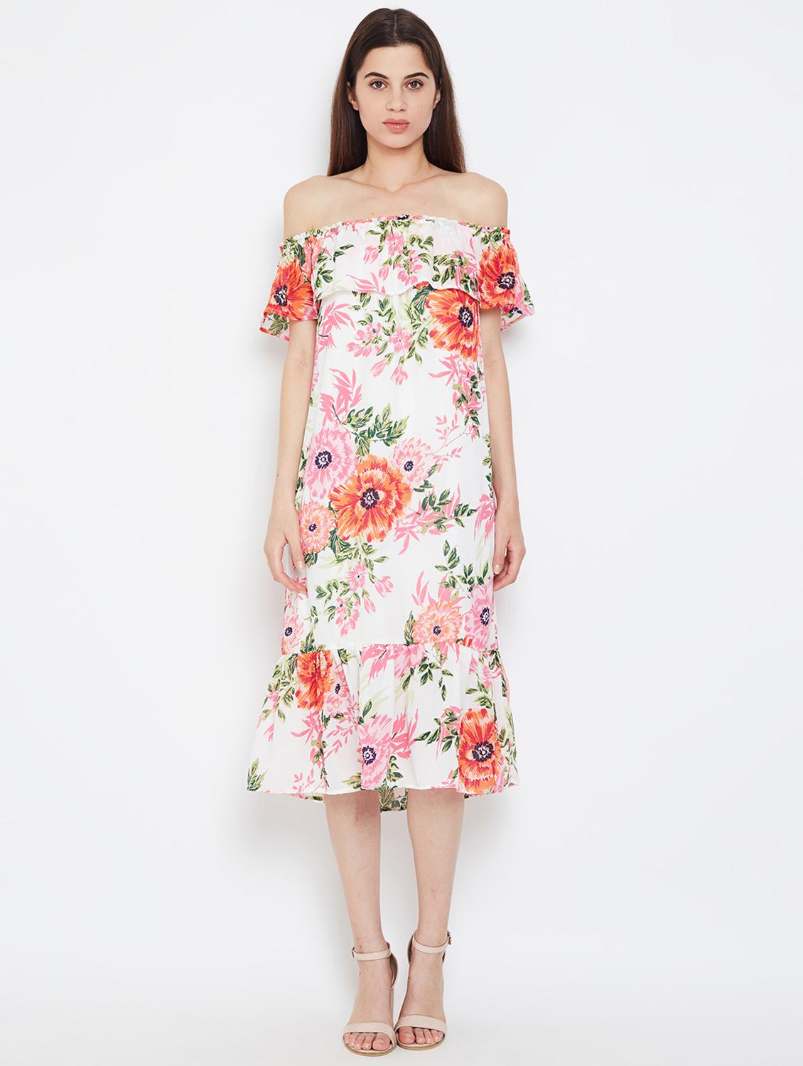 ruffle detail floral shift dress - 16332844 - Zoom Image - 0