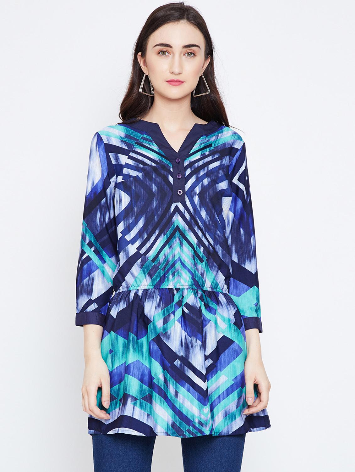 notch neck button detail tunic - 16333085 -  Zoom Image - 0