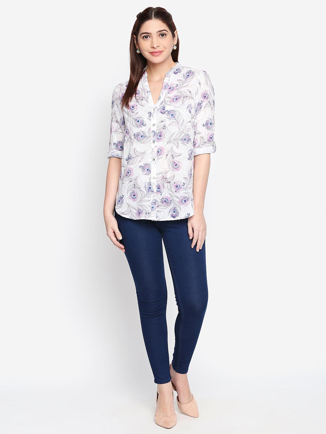 roll up sleeved mandarin neck shirt - 16333095 - Standard Image - 3