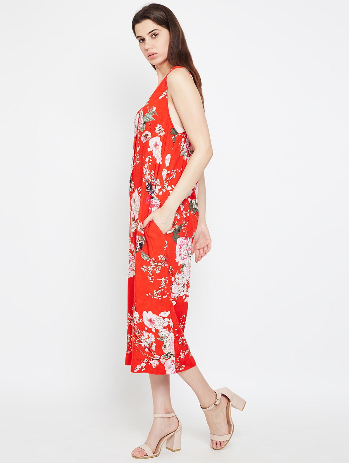 button detail floral jumpsuit - 16333105 - Standard Image - 3