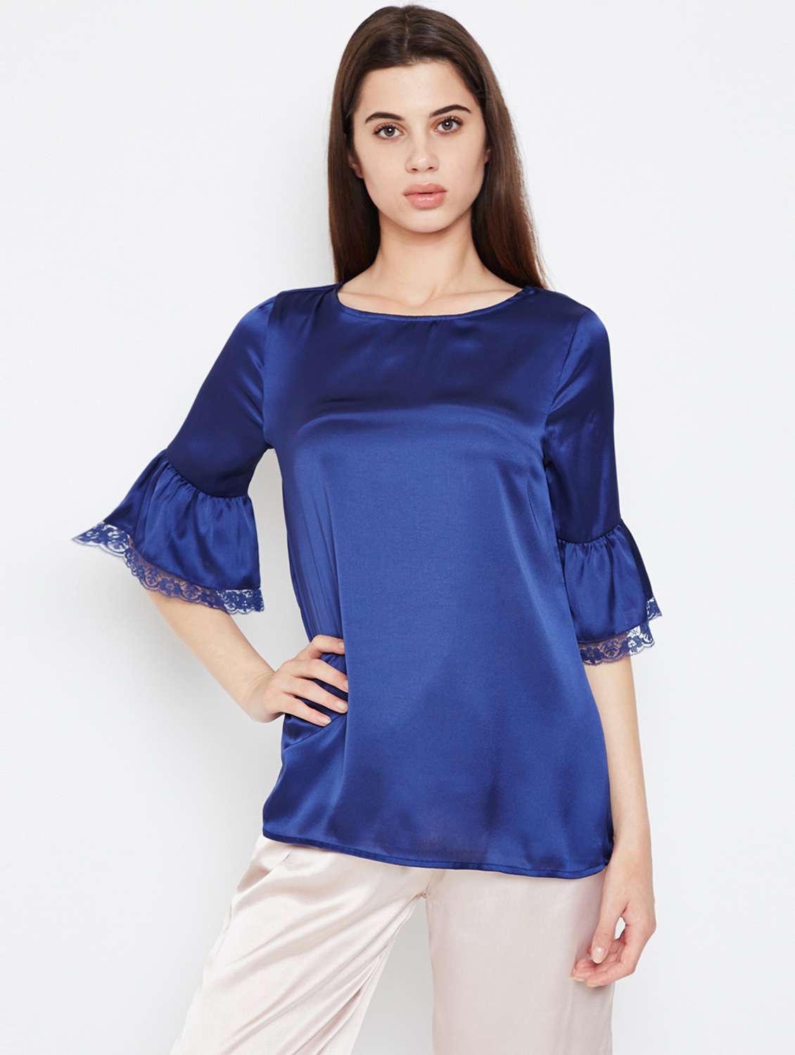 lace trim bell sleeved top - 16333157 -  Zoom Image - 0