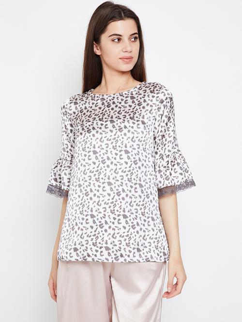 lace trim bell sleeved top - 16333158 - Standard Image - 0