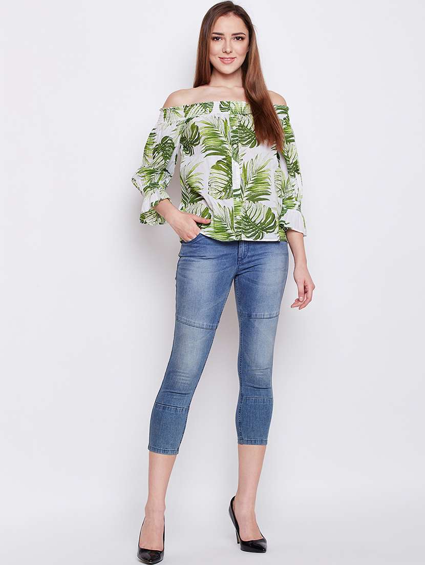 off shoulder smocked detail top - 16333387 - Standard Image - 3