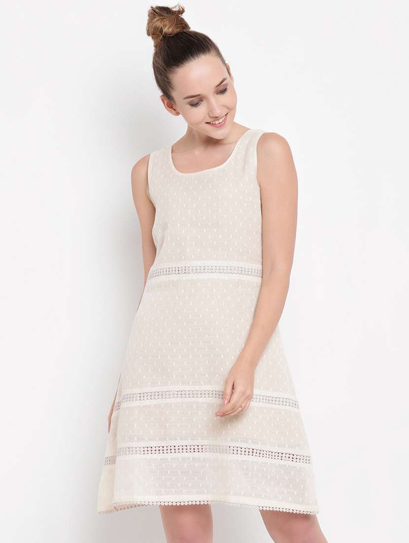 lace insert dobby a-line dress