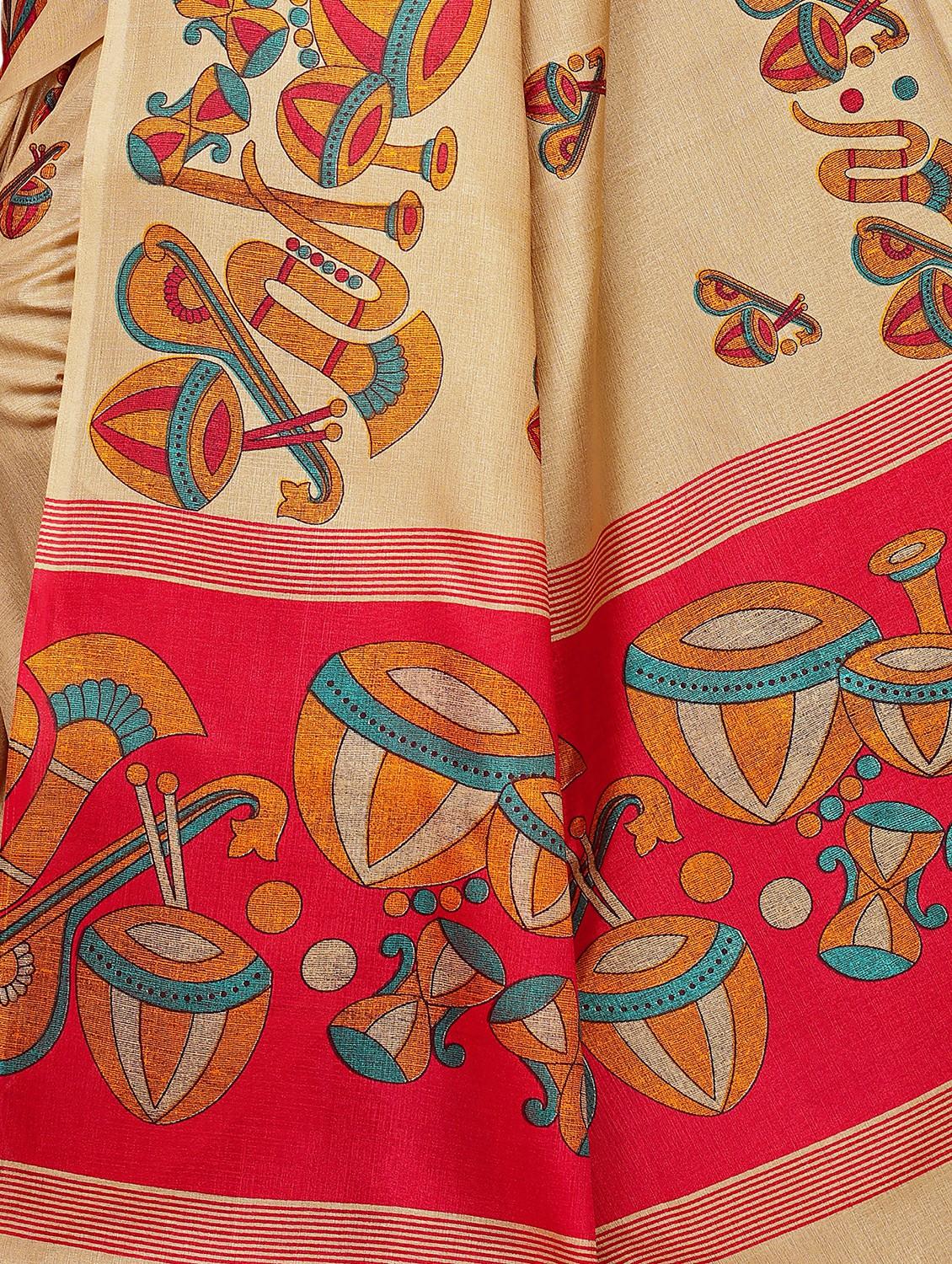 kalamkari printed saree with blouse - 16333682 - Standard Image - 3