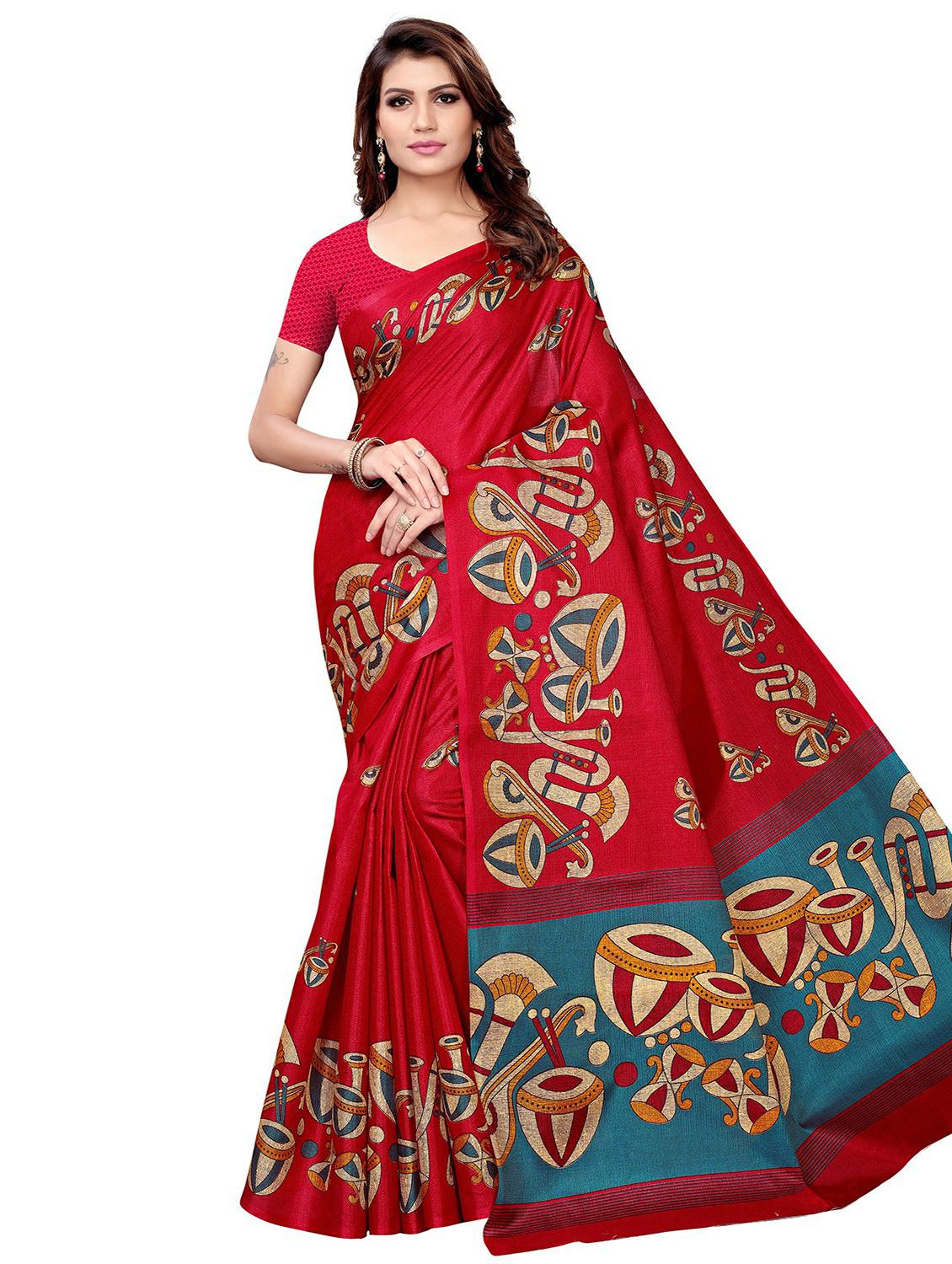 kalamkari printed saree with blouse - 16333684 -  Zoom Image - 0