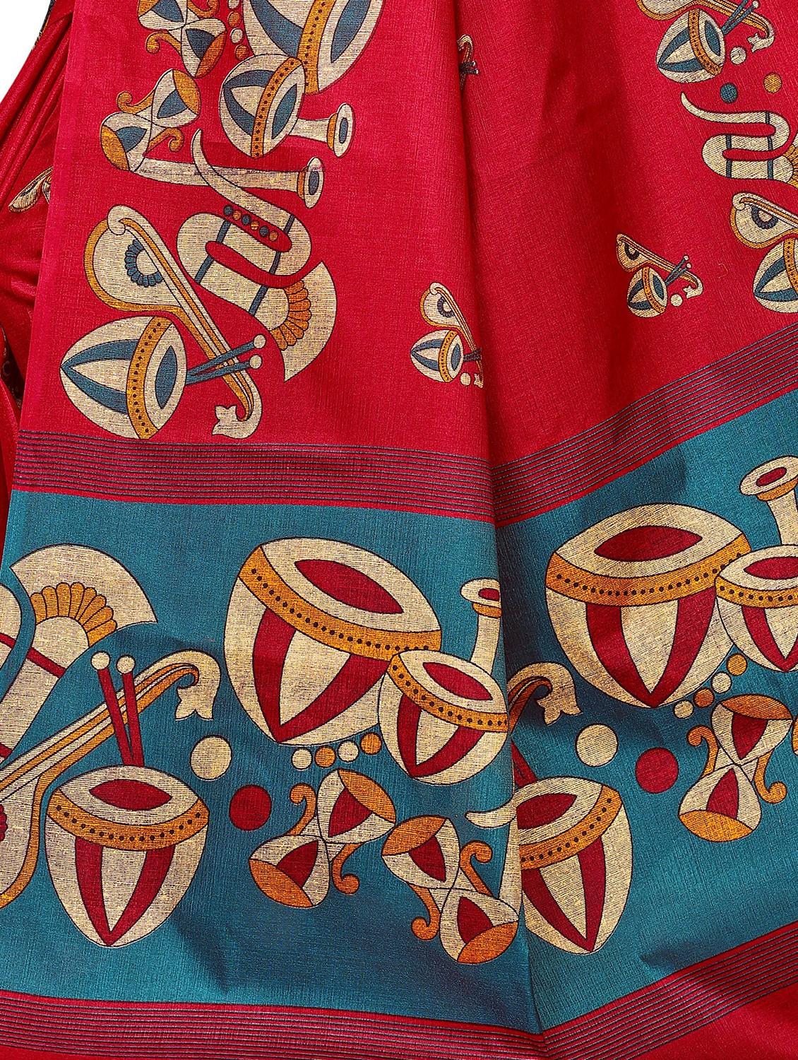 kalamkari printed saree with blouse - 16333684 - Standard Image - 3