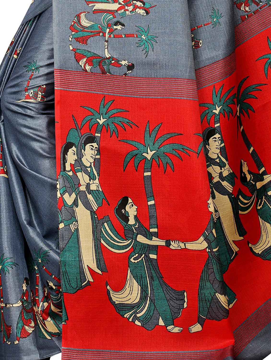 kalamkari printed saree with blouse - 16333696 - Standard Image - 3