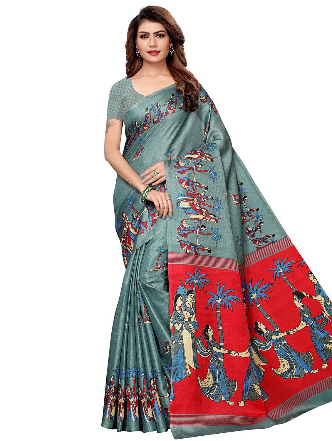 kalamkari printed saree with blouse - 16333697 -  Zoom Image - 0