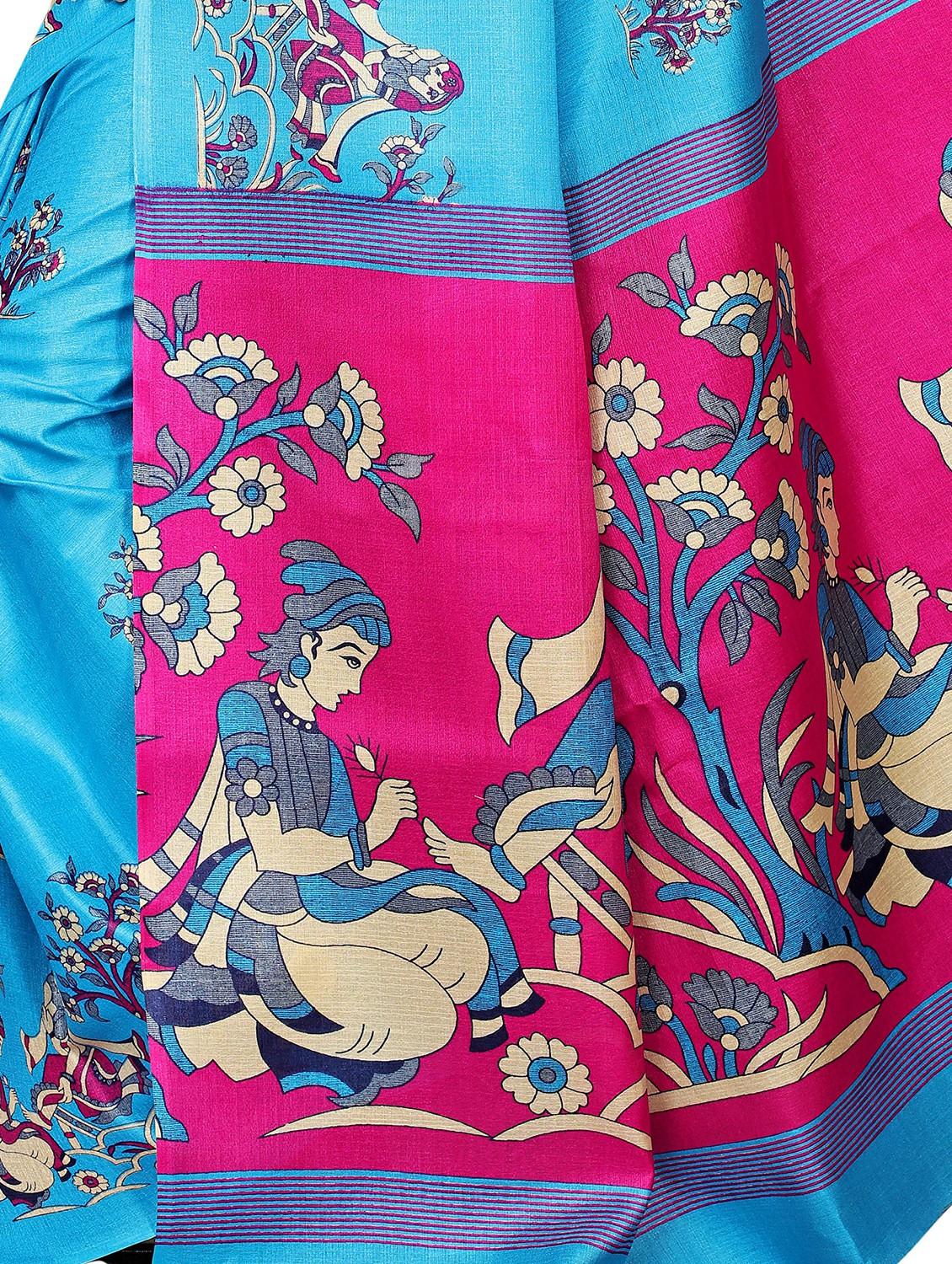 kalamkari printed saree with blouse - 16333704 - Standard Image - 3