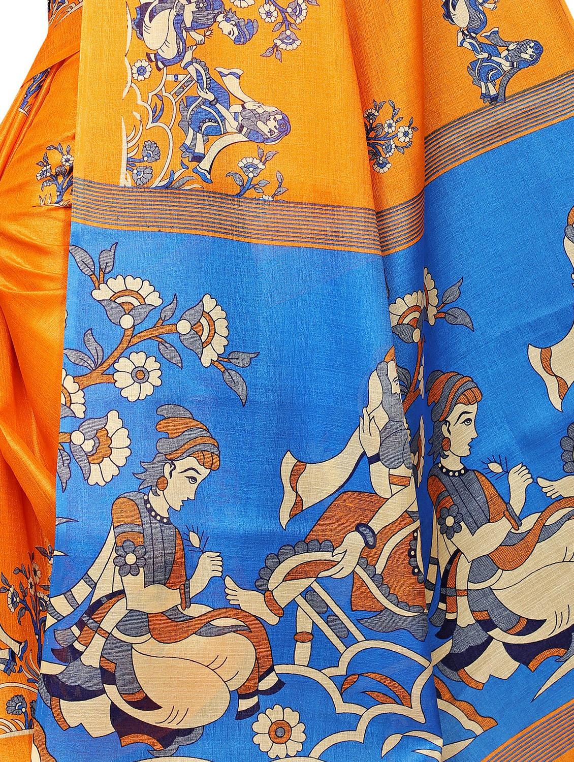 kalamkari printed saree with blouse - 16333706 - Standard Image - 3