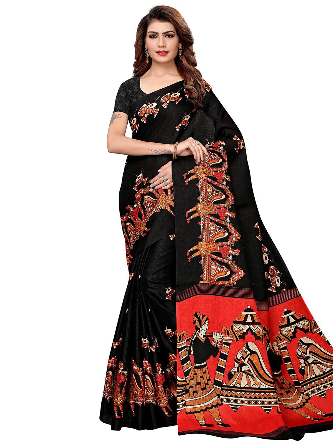 kalamkari printed saree with blouse - 16333709 -  Zoom Image - 0