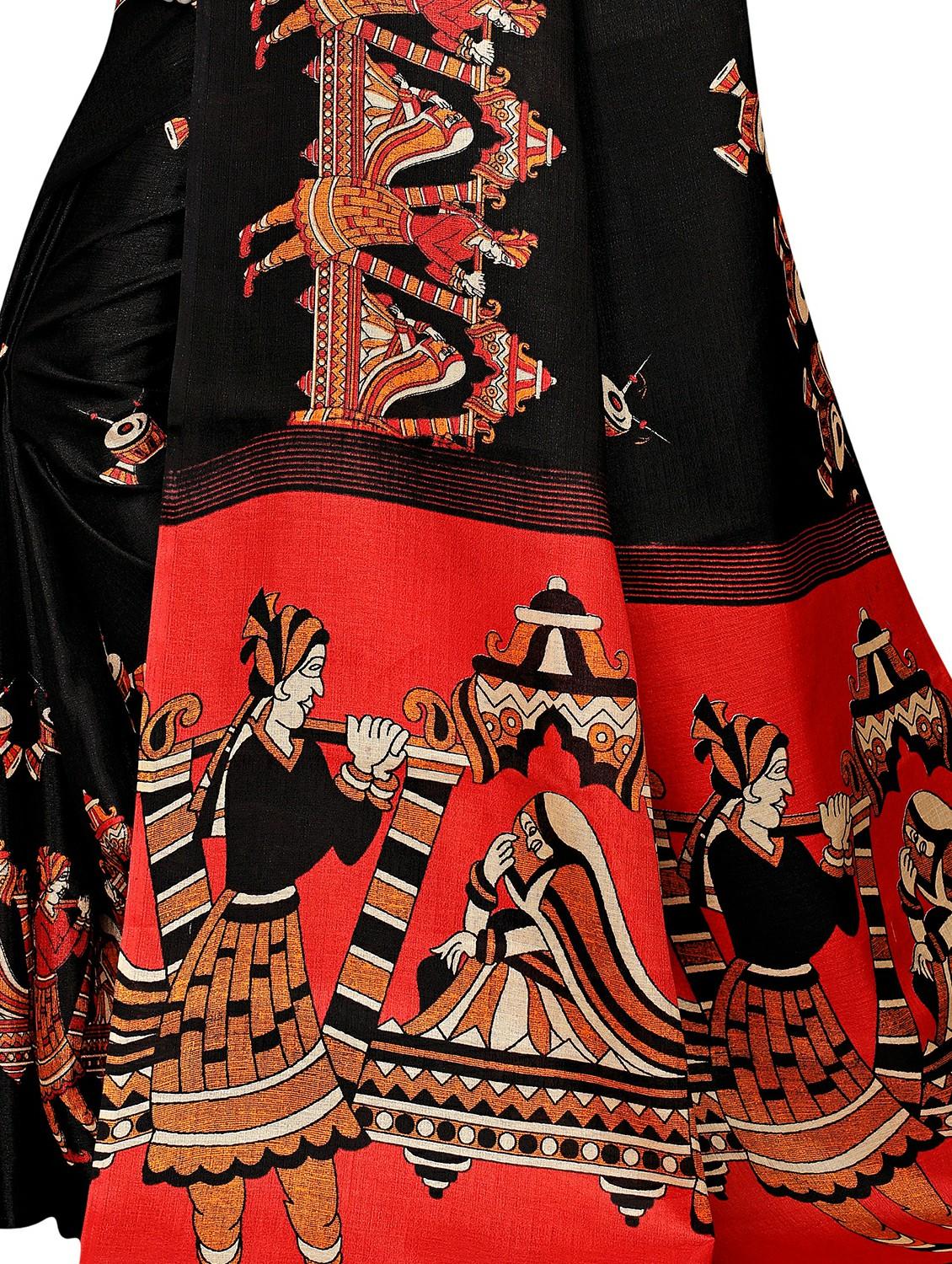 kalamkari printed saree with blouse - 16333709 - Standard Image - 3