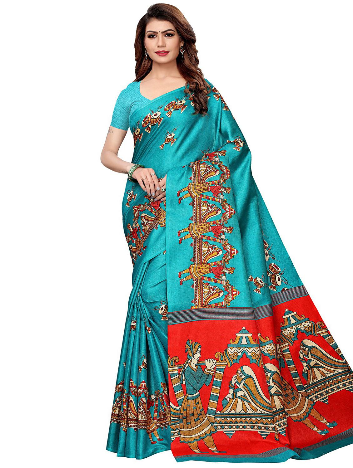 kalamkari printed saree with blouse - 16333711 -  Zoom Image - 0