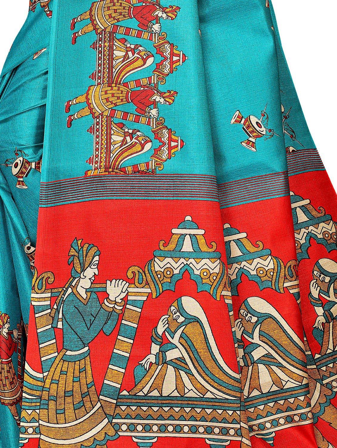 kalamkari printed saree with blouse - 16333711 - Standard Image - 3