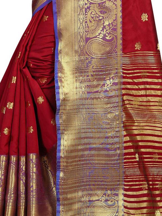 paisley printed saree with blouse - 16334490 - Standard Image - 3