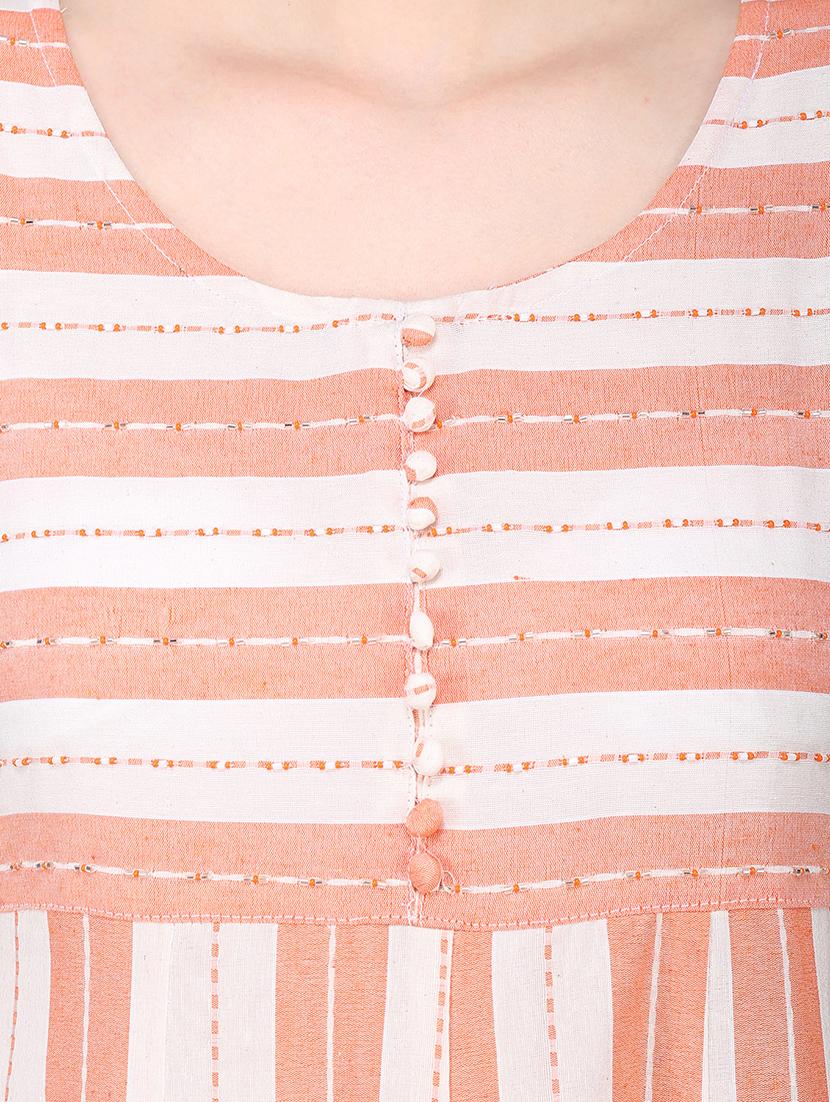 contrast striped flared kurta - 16335332 - Standard Image - 3