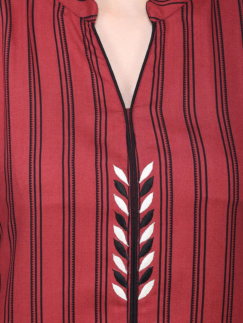 striped printed a-line kurta - 16335336 - Standard Image - 3